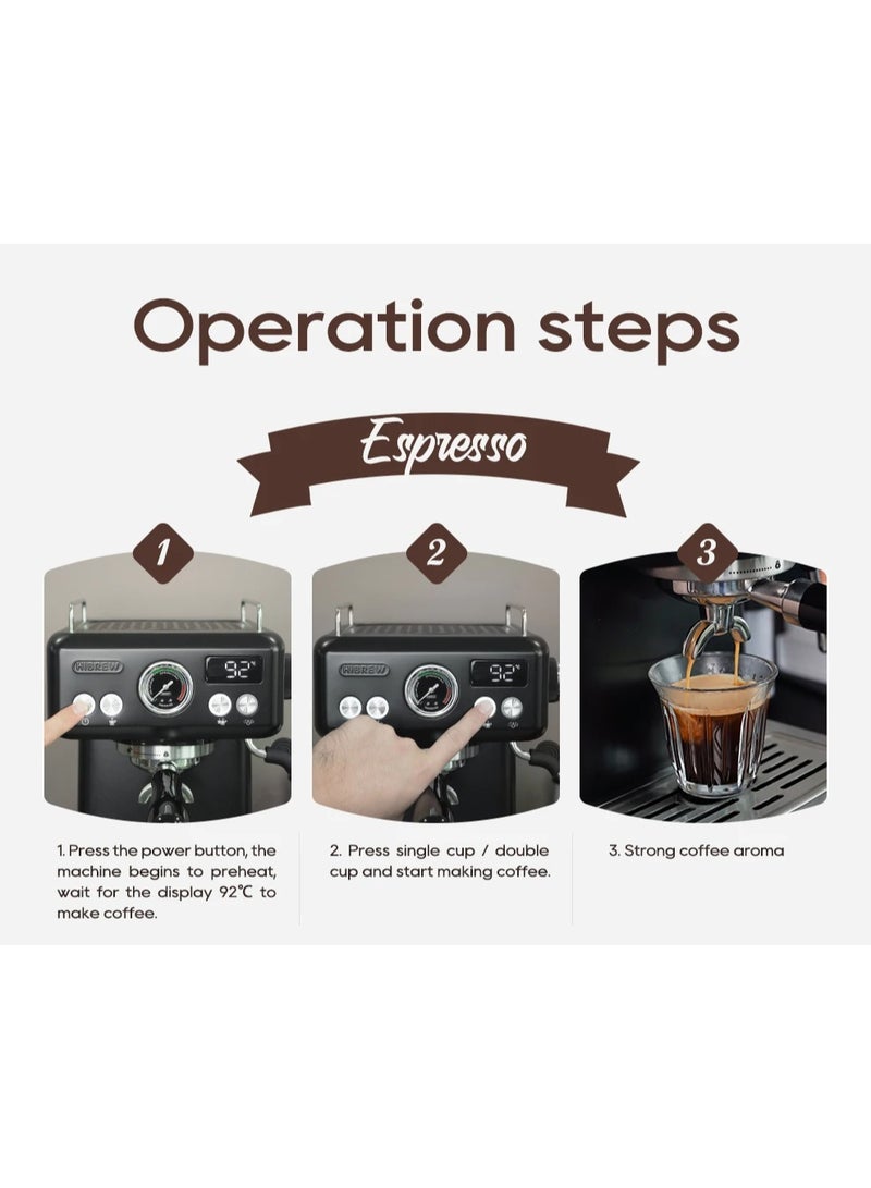 HiBREW 20Bar Semi Automatic Espresso Coffee Machine H10A Black - Image 5